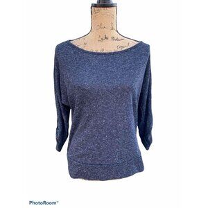 🍒 2/$20 🍒 Large Charcoal Gray 3/4 Length Sleeve Blouse Wide Bottom Band